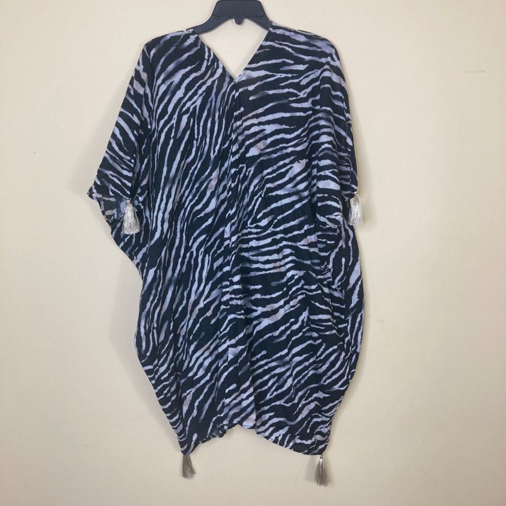 Miraclesuit cover up One Size Caftan Tigre Somre Zebra Tassels Embroidered - Picture 2 of 8